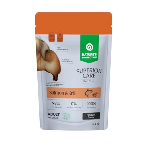 Nature's Protection Superior Care mokre czerwone woreczki na karmę dla psów, łosoś 12 x 85 g