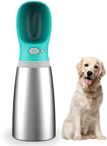 JJLMHMY 犬用ウォーターボトル 犬用飲用噴水 ウォーターボトル断熱材 犬用散歩用飲用噴水 犬猫用断熱冷水ボトル 700ml大容量 漏れ防止 片手操作 広口 お手入れ簡単 持ち運び可能 リサイクル可能 アウトドア活動 ウォーキング 旅行に最適