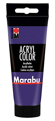 Marabu 12010050251 - Acryl Color violett 100 ml, cremige Acrylfarbe auf Wasserbasis, schnell trocknend, lichtecht, wasserfest, zum Auftragen mit Pinsel und Schwamm auf Leinwand, Papier und Holz