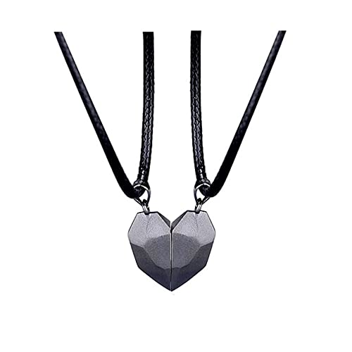 Yaozeio Unisex Adult Heart-Shaped Stainless Steel Magnetic Necklace for Couples, Best Friends, Relationships