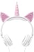 Gabba Goods Premium LED Light Up in The Dark Unicorn Over The Ear Comfort Padded Stereo Headphones with AUX Cable | Earphone Gift- White