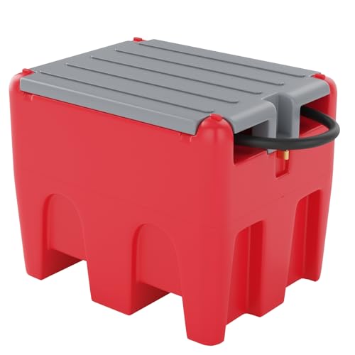 Garvee Portable Fuel Tank, 58 Gallon Diesel & Gasoline Transfer Tank With 12V Electric Pump, 10 GPM Flow Rate, 13ft Hose, Auto Fueling Nozzle , Fuel Transfer Tank for Easy Transportation, Red