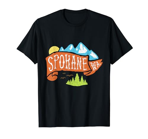 Recuerdo vintage de senderismo por la montaña de Spokane Washington Camiseta