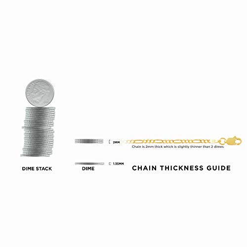 Juliette Collection 10K White Gold Figaro Chain Necklace/Choker For Men And Women – Measures 2 Mm Thick And 16 Inches Length #TOP2