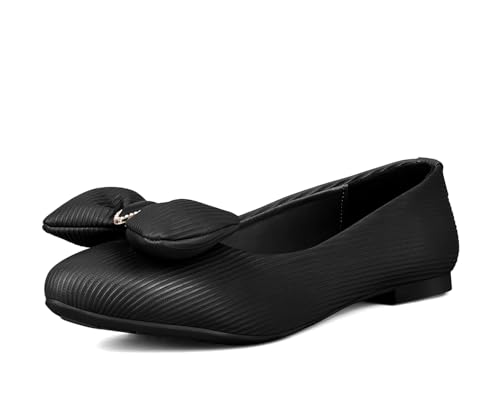 Image of LOUIS STITCH Women's Stylish Bow Ballerina Flats | Premium Closed-Toe Flat Sandals| Comfort Ballerina for Office & Everyday Style| LS-LDCF-010