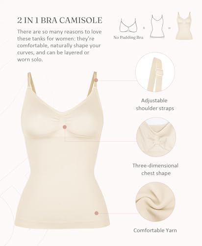 Image of FeelinGirl Womens Tank Top Shapewear Tummy Control Tops Slimming Cami Tank Seamless Compression V Neck Camisole