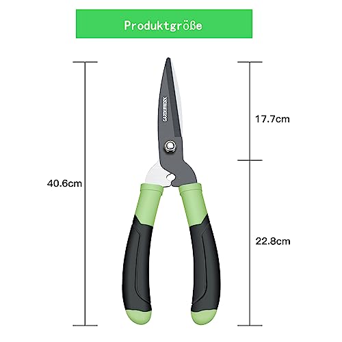 GARDENWORK Heckenschere Manuell (40CM),Hand Heckenschere mit SK5 Klingen,20° Neigung Design,Rutschfester Gummigriff,Professionelle Leichte Heckenscheren zum Schneiden von Hecken,Büschen,Topfpflanzen