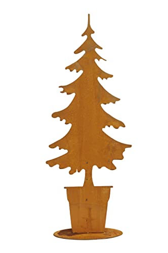 Deko Tannenbaum im Topf aus Metall zum Stellen Groß in Rostoptik 75cm als Weihnachtsdeko