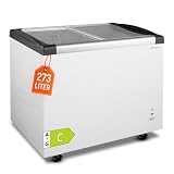 GastroHero Eco 350 - Congelatore grande da 273 l, richiudibile, con coperchio scorrevole in vetro, da -18 °C a -22 °C