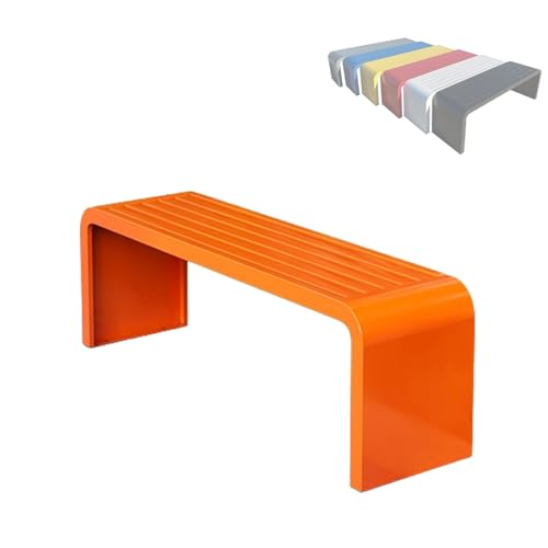 Banco de jardín moderno resistente a la intemperie, elegante diseño de listones, sin respaldo, asientos para 2-3 personas, muebles de patio para interiores y exteriores, perfecto para terrazas y