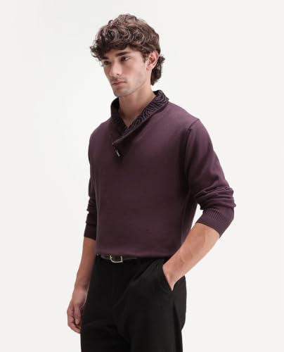 Image of Men's Denver-A26 Regular Fit Paisley Cotton Quarter Zip Sweater