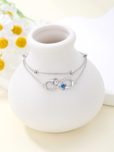 Image of 925 Sterling Silver Layered Ankle Bracelets for Women Jewelry Gifts | 925 Sterling Silver Layered Sea Turtles /Elephant /Wave Anklet Animal Bracelet Summer Ocean Beach Jewelry Gifts for Women