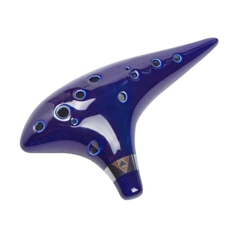 “Ocean Notes” 12 Hole Sweet Potato Ocarina Graceful Shape Pottery Ocarina in Alto C (Royal Blue) Cover