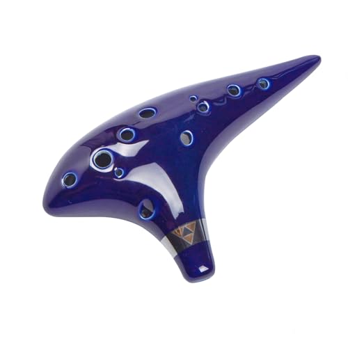 Image of inchOcean Notes inch 12 Hole Sweet Potato Ocarina Graceful Shape Pottery Ocarina in Alto C (Royal Blue)