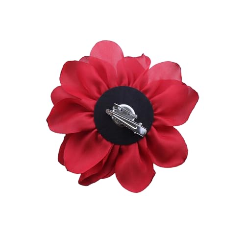 Image of Large Camellia Satin Fabric Flower Brooch Pins Hairpin for Women,ladies. (Dark pink)
