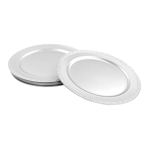 100 platos cargadores redondos plateados de 13 pulgadas miniatura 1