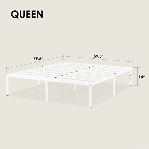 Image of Best Price Mattress 14 Inch Metal Platform Bed Frame, Heavy Duty Steel Slats, White, Queen (SPSC-14WH-Q)