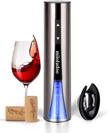 Miioladoo Cordless Electric Wine Bottle Opener|rechargeable Wine Bottle Opener With Foil Cutter (stainless Steel)| Automatic Wine Corkscrew Remover For Wine Lovers (stainless Steel)