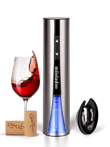 Miioladoo Cordless Electric Wine Bottle Opener|Rechargeable Wine Bottle Opener With Foil Cutter (Stainless Steel)| Automatic Wine Corkscrew Remover For Wine Lovers (Stainless Steel) #TOP29