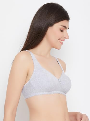 Image of Clovia Women's Cotton Spandex Solid Non-Padded Full Cup Wire Free Everyday Bra - Light Grey