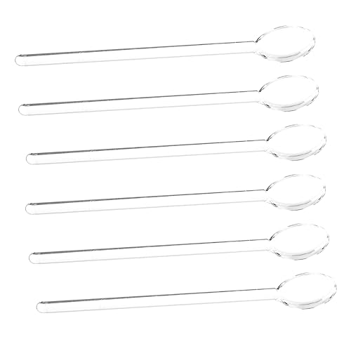 CONGARTENO 6pcs Dessert Spoon Coffee Spoon Mixing Spoon Kitchen Utensil Beverage Spoon Milk Spoon Blender Coffee Bar Accessories Latte Spoon Reusable Pot Long Handle Spoon Glass Dessert Scoop