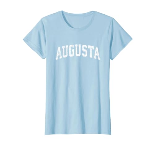 Augusta Georgia GA Vintage Varsity Sports Text T-Shirt, Women, Baby Blue, Small