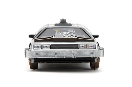Back to The Future Part III 1:24 Time Machine Rail Wheels Die-Cast Car, Toys for Kids and Adults Silver - Image 2