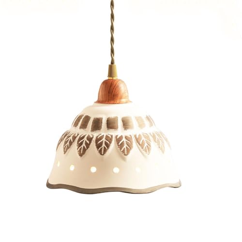 Lámparas colgantes modernas, lámparas de cerámica artesanales con estampado, estilo rústico industrial vintage, decoración de techo para isla de cocina, candelabros rústicos de mediados de siglo para