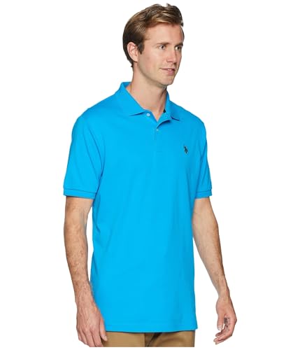 U.S. Polo Assn. Men's Solid Interlock Polo Shirt, Teal Blue, XL