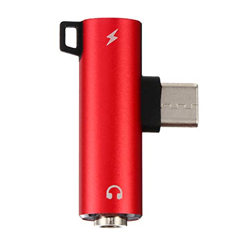 Hemobllo Adaptador USB tipo C a 3.5 mm para auriculares Jack Adaptador USB C a Aux Audio Adaptador convertidor de carga Rojo Cover