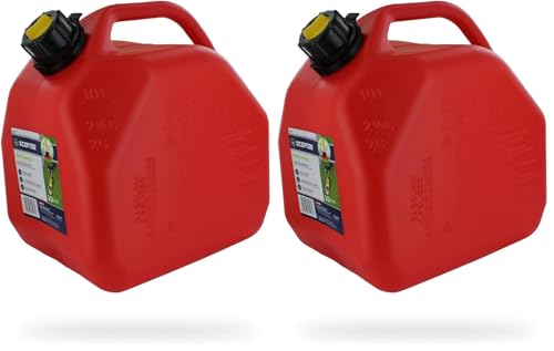 SCEPTER - Jerrican Avec Bec Verseur PRO - Pour Eau, Carburants, Lubrifiants Et Plus - Bouchon Dévissable - Plastique - 10 L - Rouge (Lot de 2)