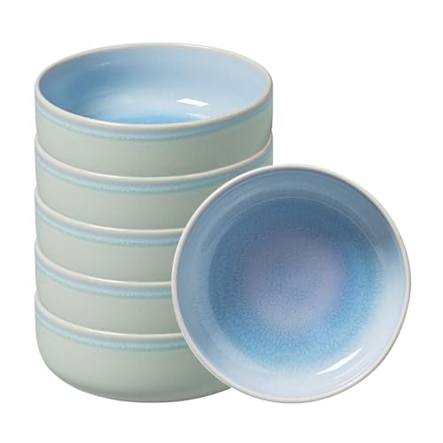 Villeroy & Boch like. by Crafted Blueberry Bol 6er Set, 16 cm, Müslischale mit Reaktivglasur, Premium Porzellan, Türkis, 19-5169-1900