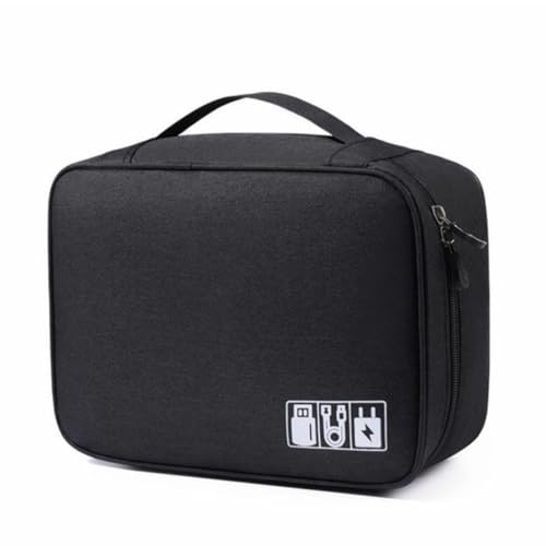 Bolsa Organizadora Para Cabos e Acessórios Eletrônicos Impermeável Estojo Multifuncional para Viagem Mundo F&s (Preto)