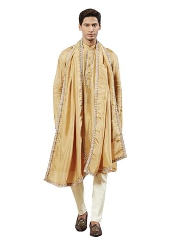 Pyjama kurta homme soie vêtement traditionnel mariage avec dupatta doré
