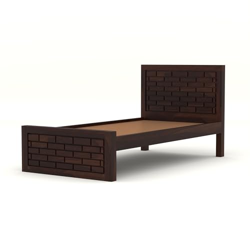 Image of Solid Sheesham Wooden Bed 6X4 Bed Single Bed Without Storage for Bedroom - Single Cot Wooden BedSingle Size for Living Room Guest Room - 12 Month Warranty (James Walnut)