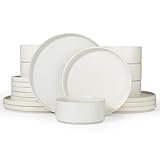 Vasellame Richmount Star 18 pezzi, vasellame 6 pezzi, vasellame in terracotta, vasellame resistente ai graffi, adatto al microonde e alla lavastoviglie, Bianco opaco