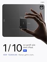 LISEN Mini Powerbank 10000 mAh Fast Charging 45W mit USB-C Kabel | Travel essentials, Flugtauglich, Abnehmbares USB-C-Kabel für iPhone 18 Promax 17/16, Galaxy S26/25 Ultra, iPad, Schwarz – Ansicht 2