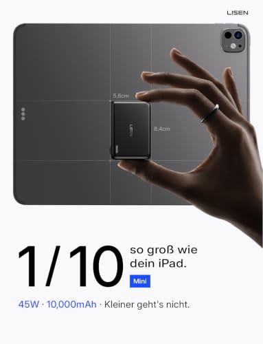 LISEN Mini Powerbank 10000 mAh Fast Charging 45W mit USB-C Kabel – Ansicht 2