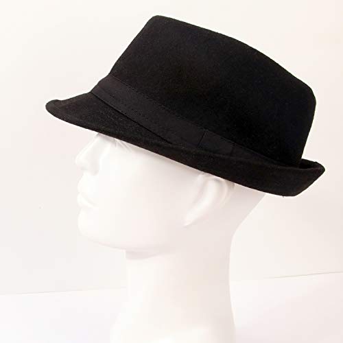 Melesh Unisex Classic Trilby Fedora Hat (Black) #TOP5