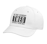 Legendary Theo First Name Funny Quote for Theo Adjustable Printed Baseball Hat, White