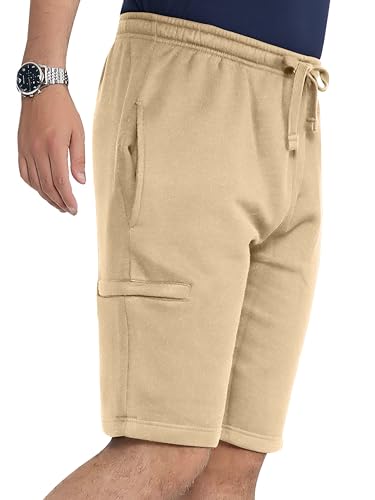 Love My Fashions® Mens Shorts with Pockets Drawstring Running Short Mens Zip Pockets for Gym Walking Running Hiking & Camping Chino Shorts Beige