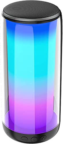 KNZ MOZARTO Glow S Bluetooth 5.3 Speaker with Dynamic RGB Lightshow, 10W, True Wireless Mode, AUX/microSD/USB Streaming, Built-in Microphone, USB-C Charging (Black)