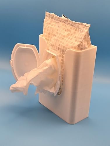 Bathroom Wipes Dispenser - New and Improved Version Holds Packaging for Easy Wipe Access. Wall Mountable - Includes mounting Tape. KWD-Wh (White) - 4