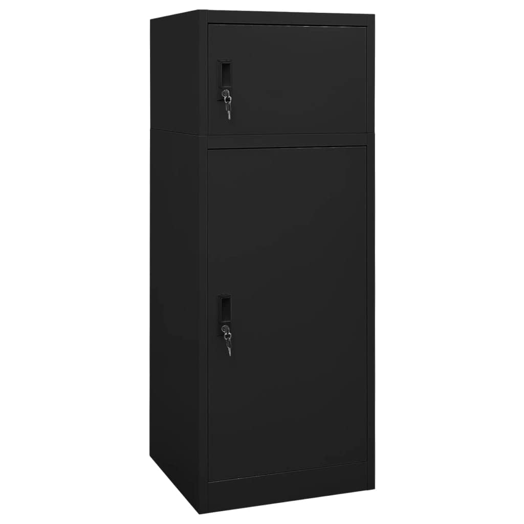 ACAGALA Sattelschrank Metallschrank | Sattelspind mit 2 abschließbaren Türen & 4 Haken + 1 Sattelhalter + 2 Böden | Stahlschrank für Sattelset, Pferdezubehör | 53 x 53 x 140 cm | Schwarz