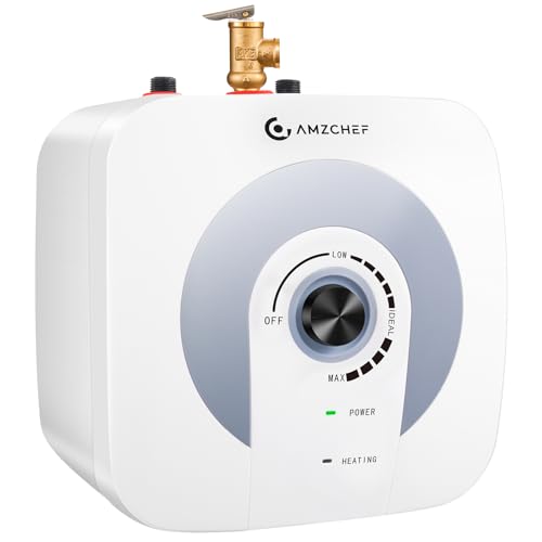 AMZCHEF Electric Mini-Tank Water Heater 2.64 Gallon/10L,Knob Temperature Adjustment Hot Water...