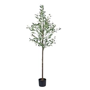 Artificial Olive Tree 5FT Tall Faux Silk Plant 60inch Fake Olive Tree with Trunk and Lifelike Fruits for Home Office Decor Indoor 1pack