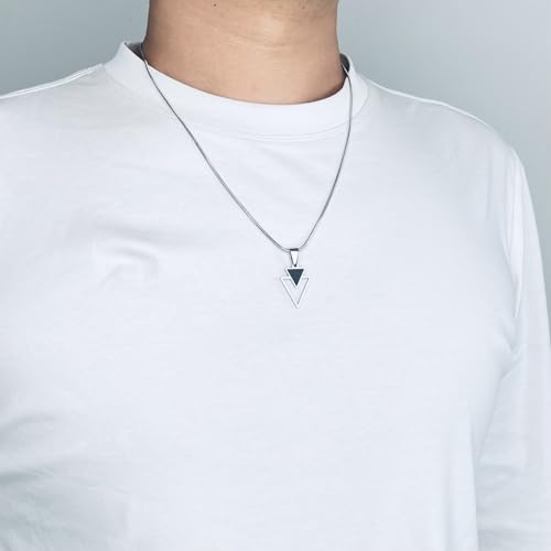 Triangle Necklace for Men and Women Geometric Pendant Necklace with 22 Inches Stainless Steel Snake Chain4