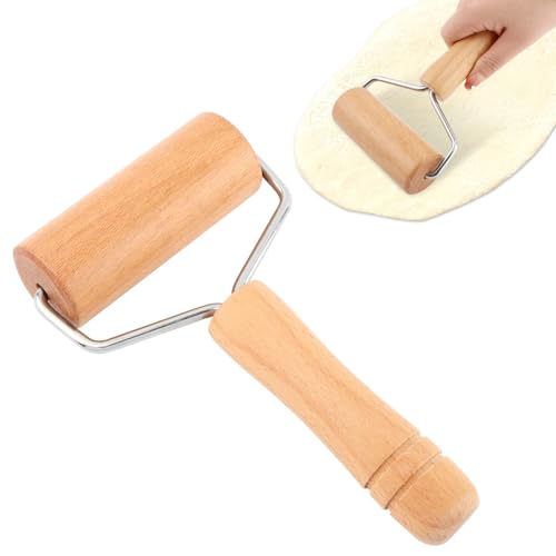 Wood Rolling Pin, No-n-Stick Pizza Rolling Pin T-shaped Hand Dough Roller for Pastry Tortilla Dumpling Kitchen Baking Cooking(COLOR:Wood)