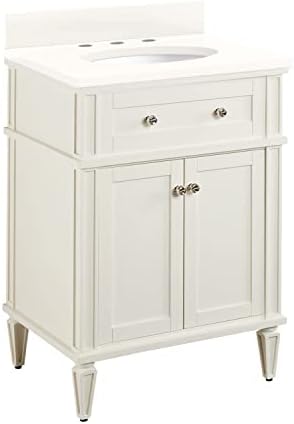 Signature Hardware 464512 Elmdale 24" Free Standing Single Vanity Set with Mahogany Cabinet, Vanity Top, and Oval Undermount Vitreous China Sink - 8" Faucet Holes