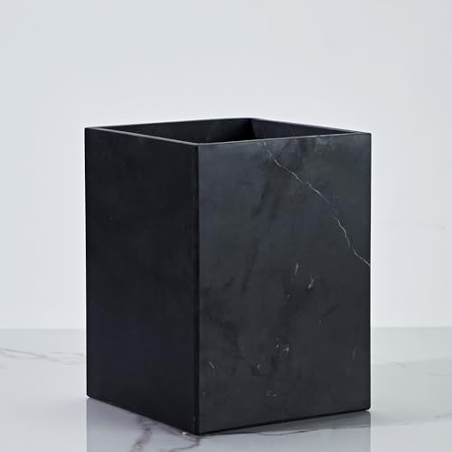 Amazon.com: Modern Square Black Marble Waste Basket, Natural Stone ...